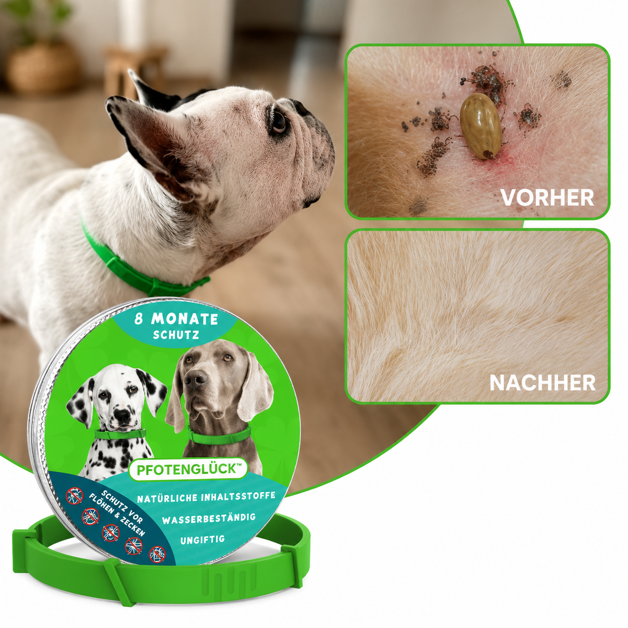 Natürlicher Floh- & Zeckenschutz-Anhänger für Hunde – 8 Monate Schutz